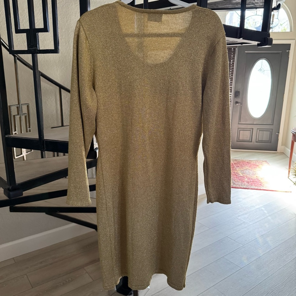 Georgiou G Gold Metallic Knit Dress - Picture 4 of 6